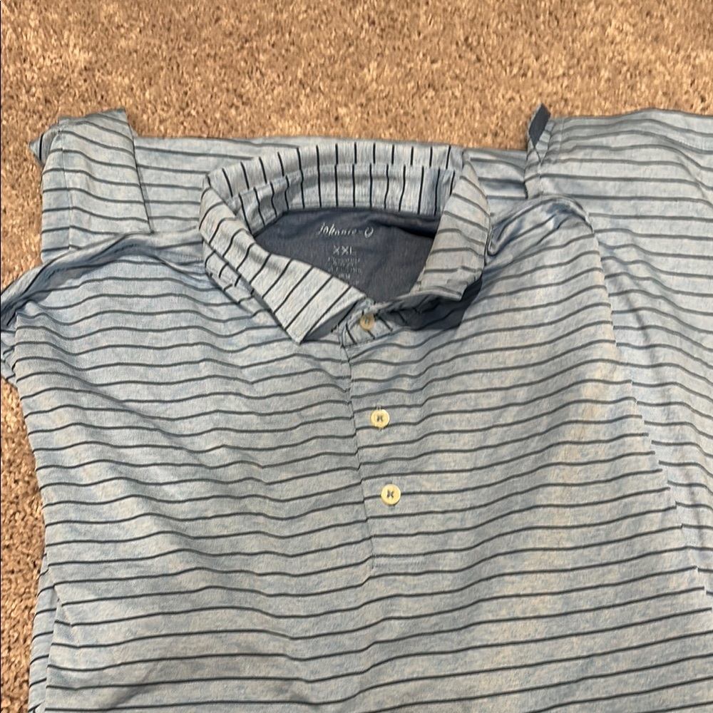 MENS BLUE STRIPED JOHNNIE-O POLO